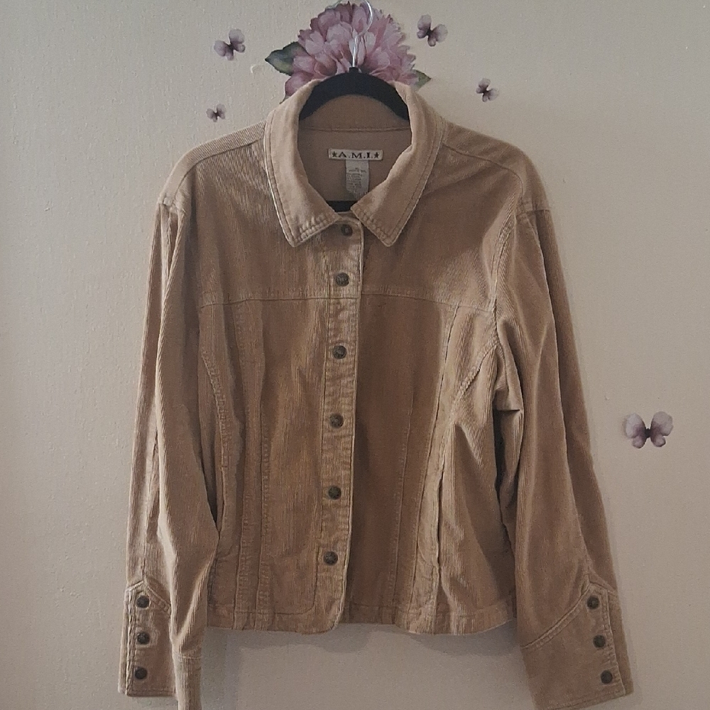 AMI | Tan Corduroy Jacket Shacket XL Boyfriend Jacket Boho